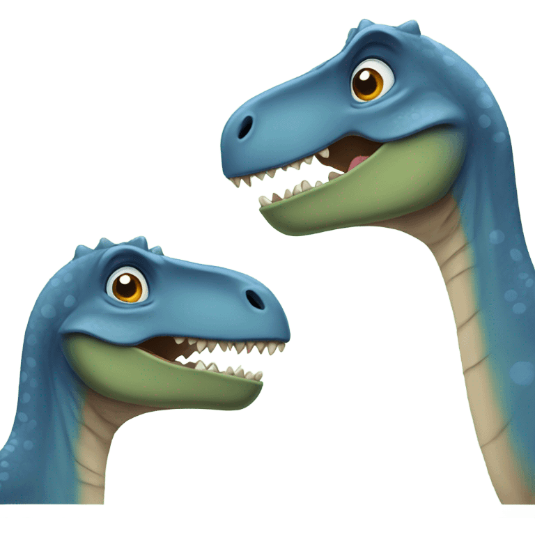 Two dinosaurs, one male and one female in love emoji