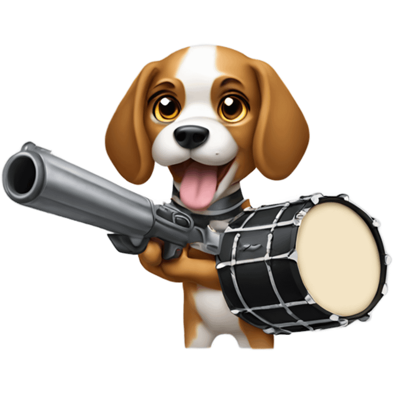 Dog with drum gun emoji