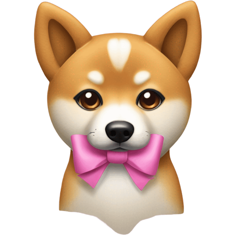 cute shiba dog with pink bow next to left ear  emoji