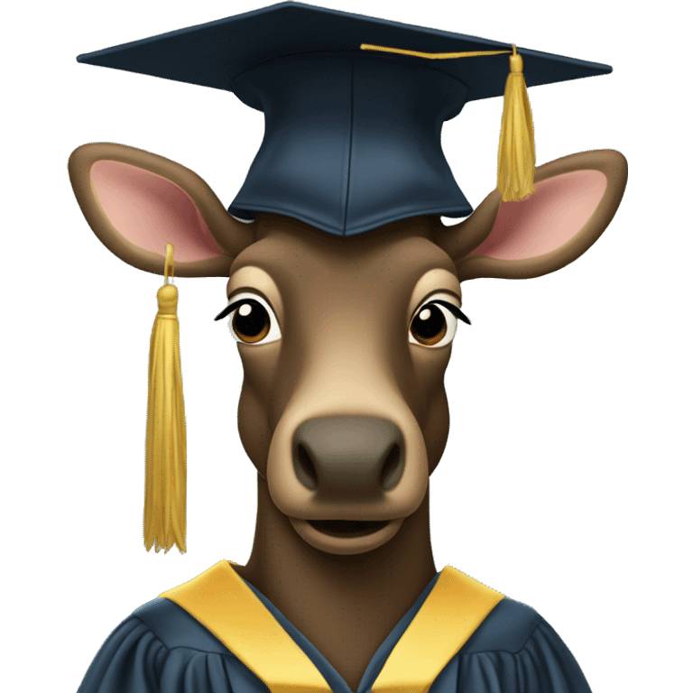 Moose with graduation cap and gown emoji