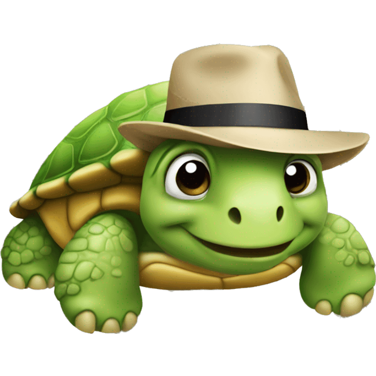 Turtle wearing a fedora emoji