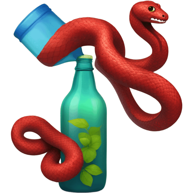 Red snake drinking alcohol emoji