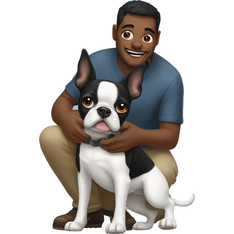 Giant holding a Boston terrier emoji