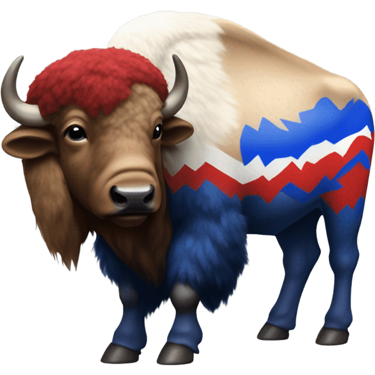 Red, white, and blue buffalo emoji