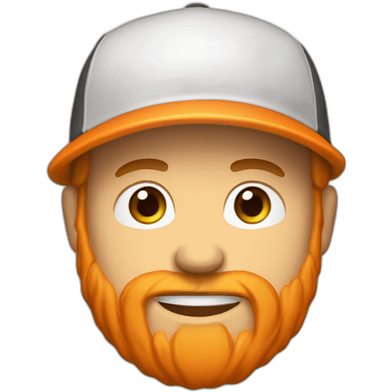 hooded white dude with a beard with an orange baseball hat smiling emoji