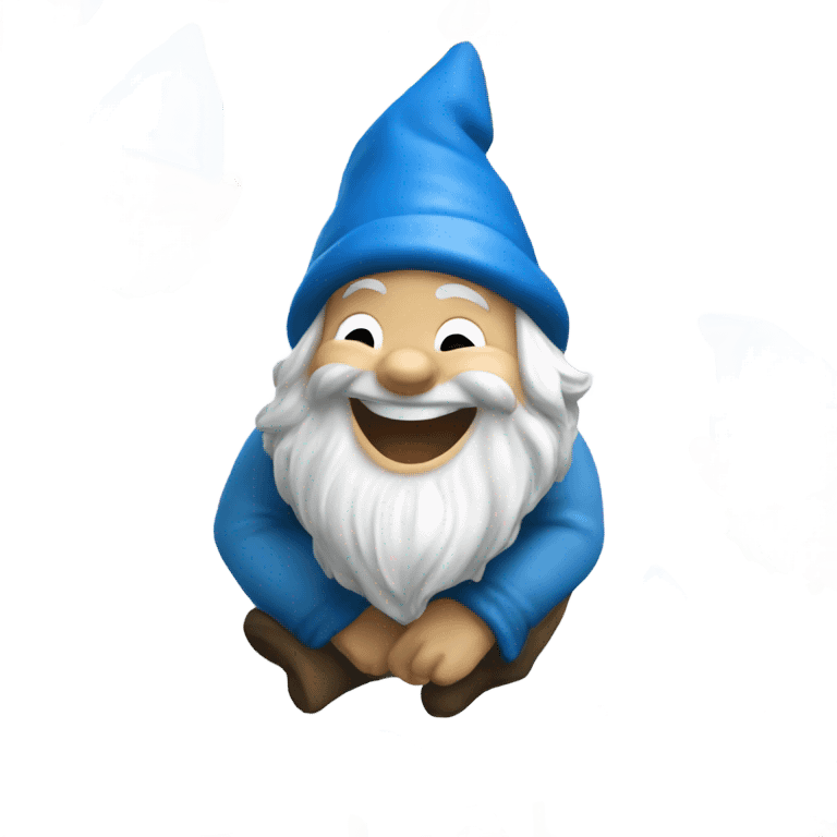 Garden gnome with blue hat laughing emoji