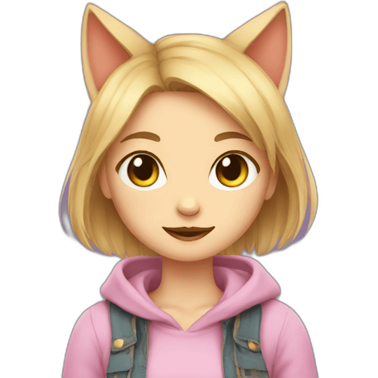 Cat on a girl emoji