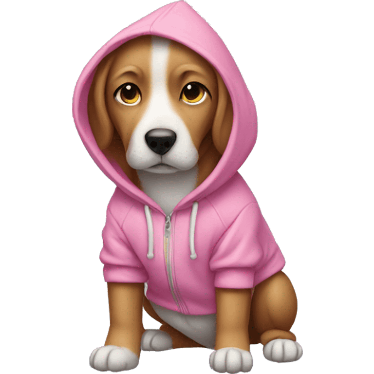 dog wearing a pink hoodie emoji