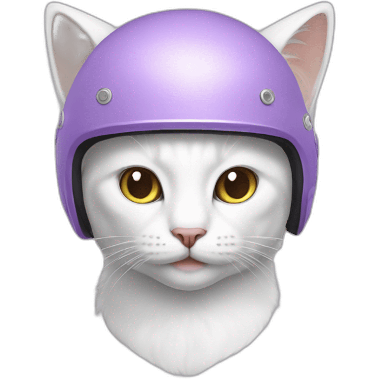 White cat in Lilac helmet emoji