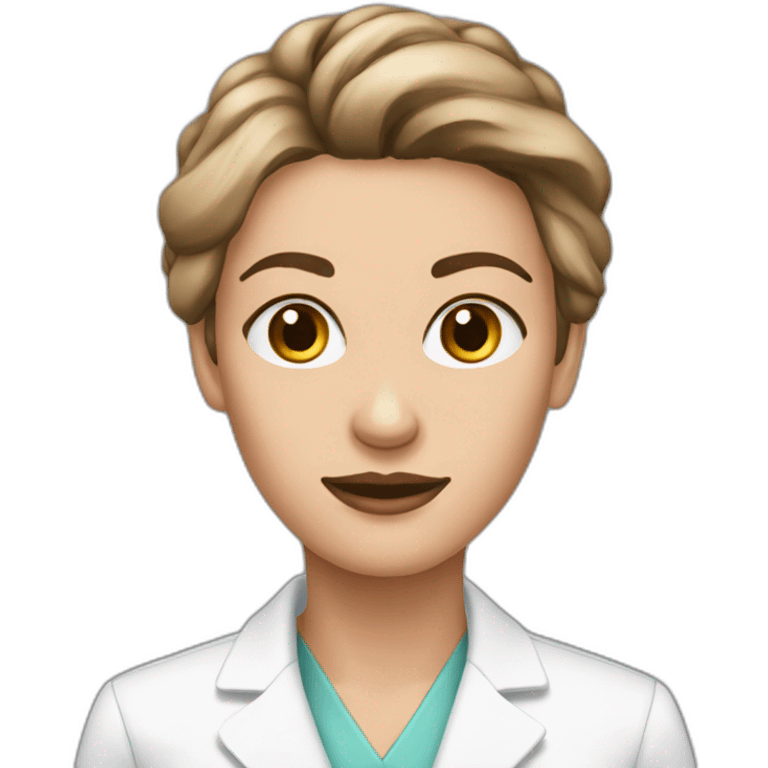 women dermatologist long brown hail, fair skin emoji