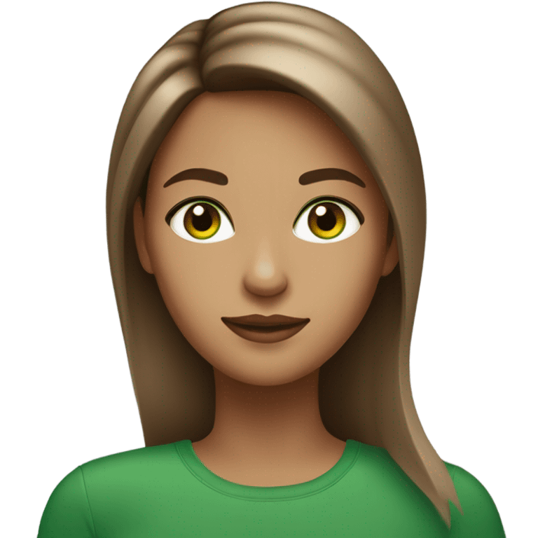 Woman with brown ombre hair and green eyes emoji