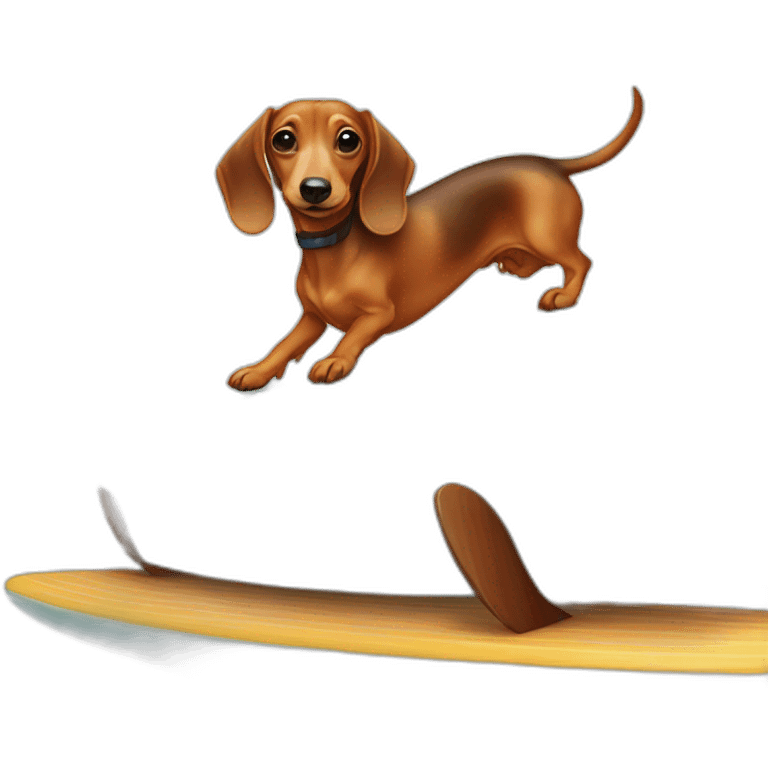 Dachshund on a surfboard emoji