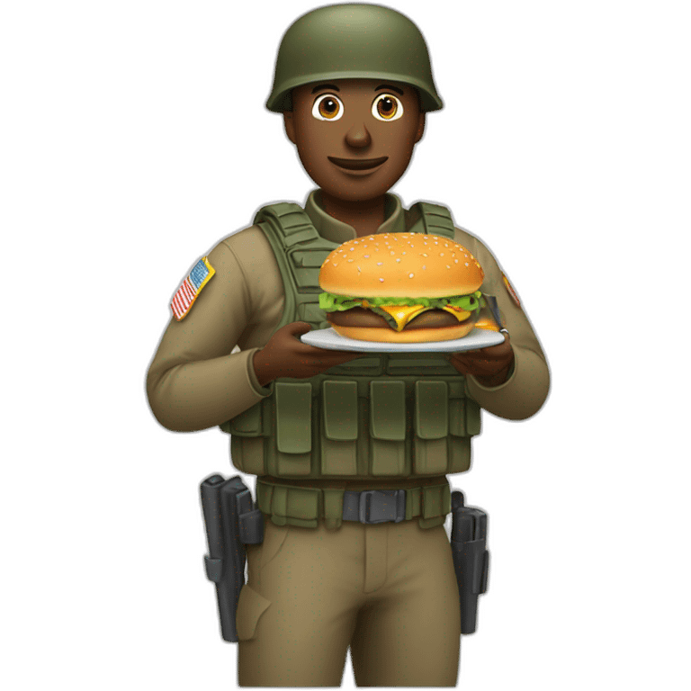 Soldat américain qui mange un burger emoji