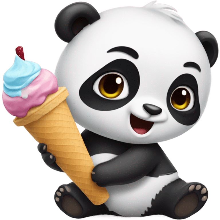 Panda eating ice cream emoji