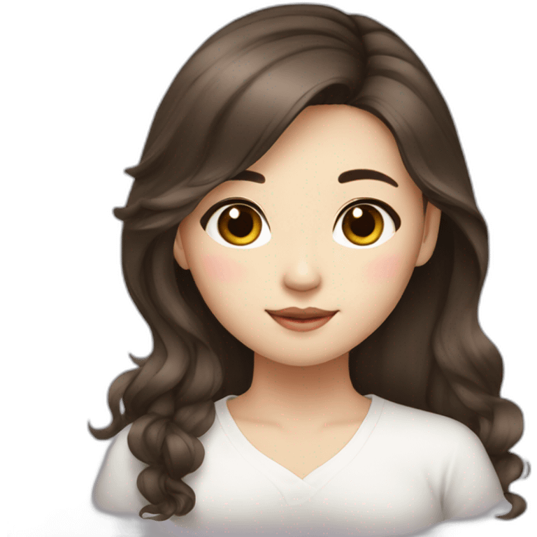 Korean girl brunette hair emoji