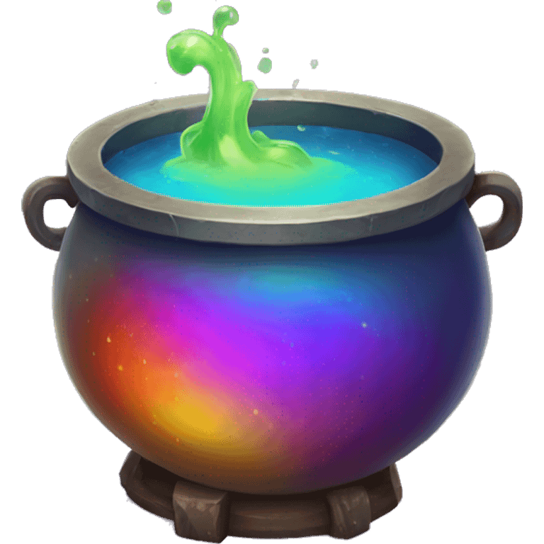 rainbow potion in a cauldron emoji