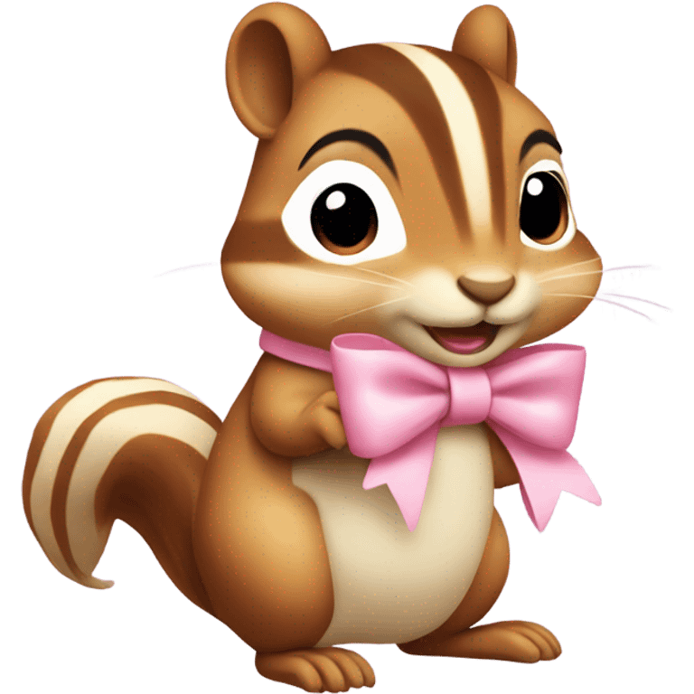 Chipmunk with light pink bow emoji