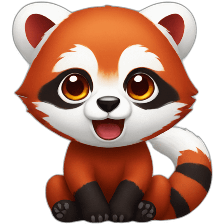 Bloodshot red panda emoji