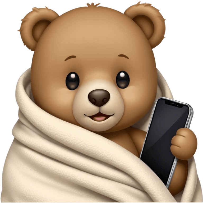 teddy bear cozy in blanket facetime call emoji