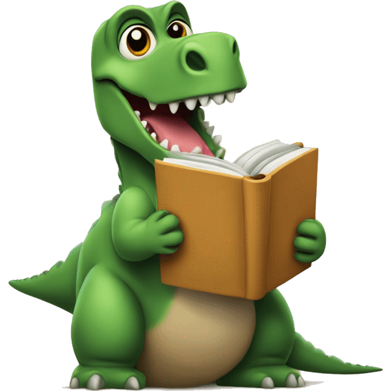 dinosaur holding a book emoji