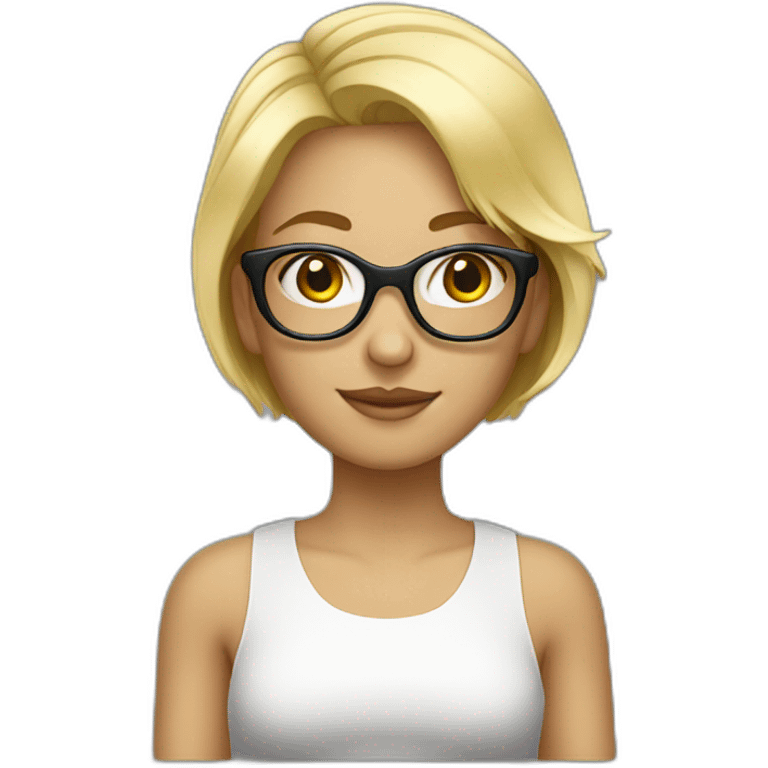 a blond girl short hair with beatiful glasses emoji