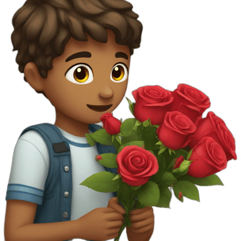 Boy giving roses emoji