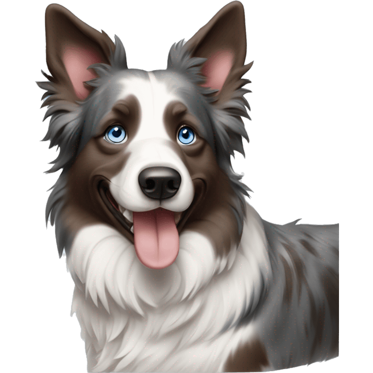 blue merle border collie with blue eyes and brown heterochroma smiling emoji