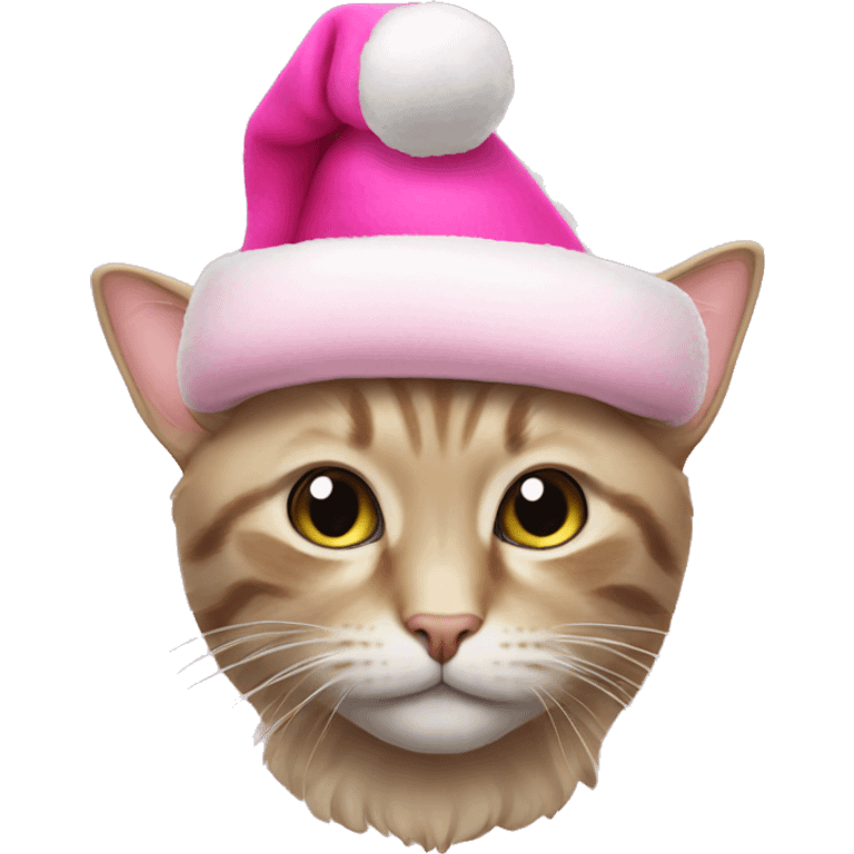 Cat with pink Christmas hat emoji