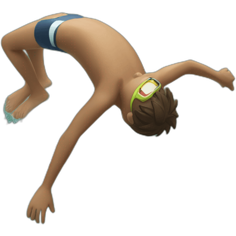 side view of an emoji boy diving into a swimming pool emoji