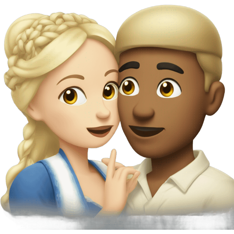 Balinese guy kisses a white-skinned Russian girl emoji