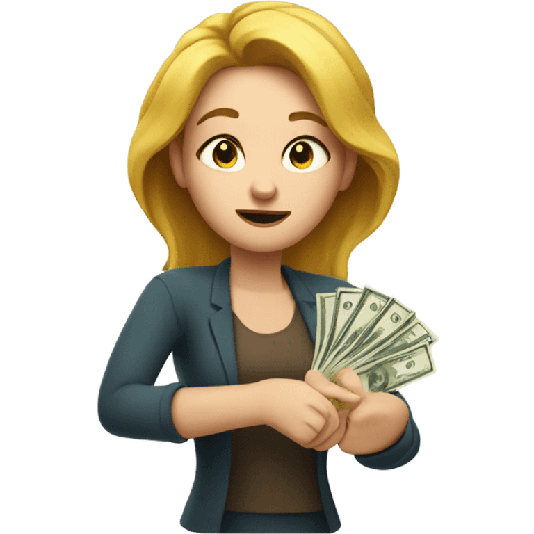 White woman counting money emoji