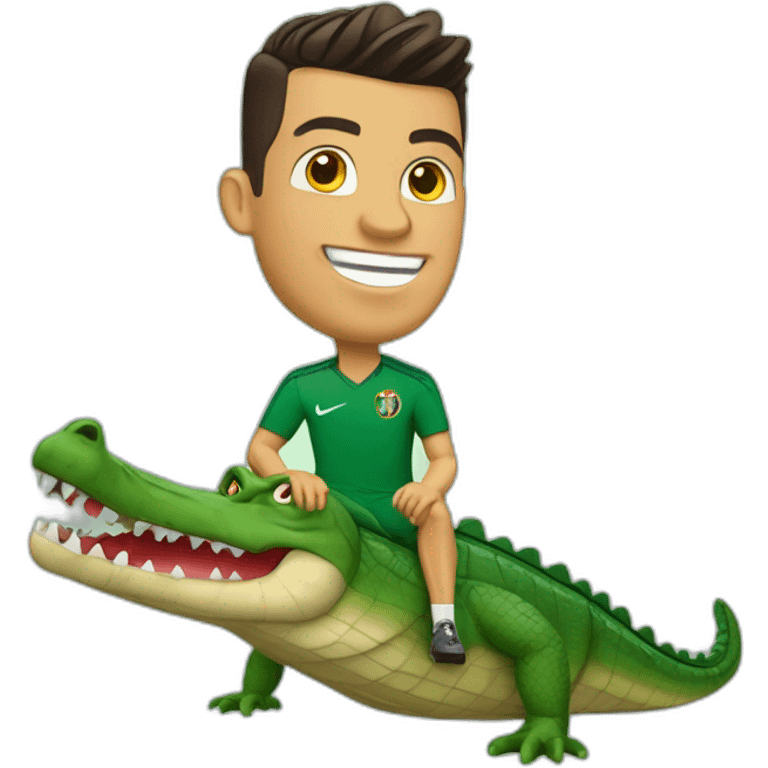 Cristiano Ronaldo sur un crocodile emoji