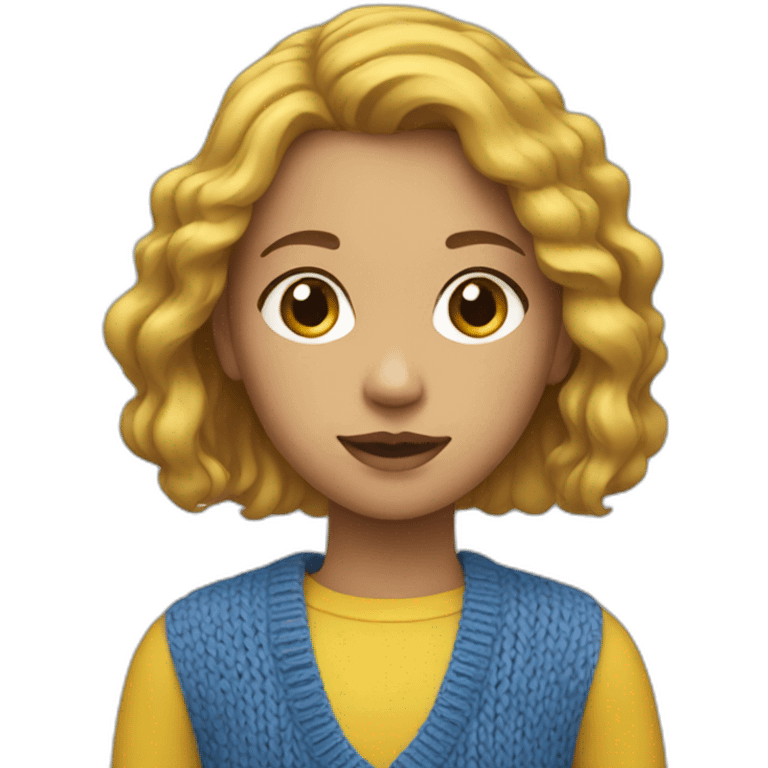 Girl in blue and yellow sweater emoji