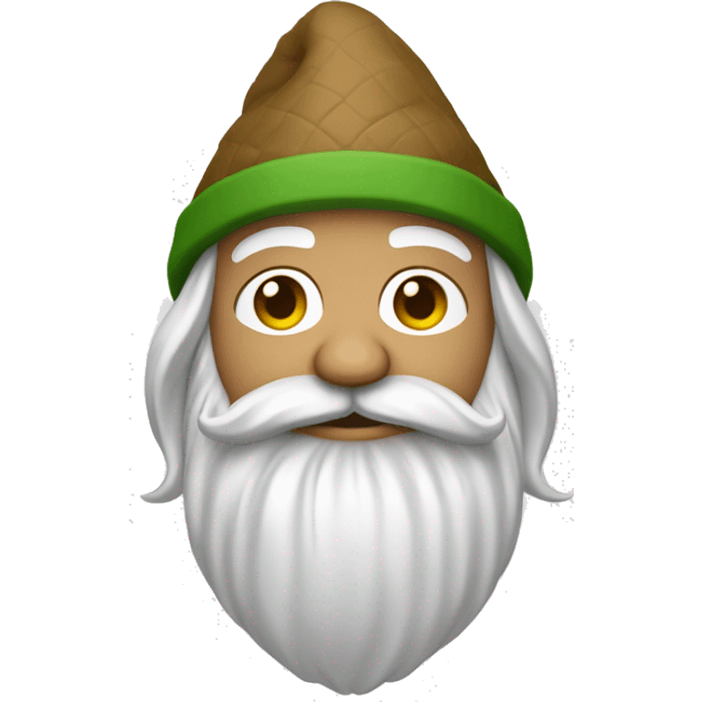 Gnomo con apa verde gorro blanco y barba blanca emoji