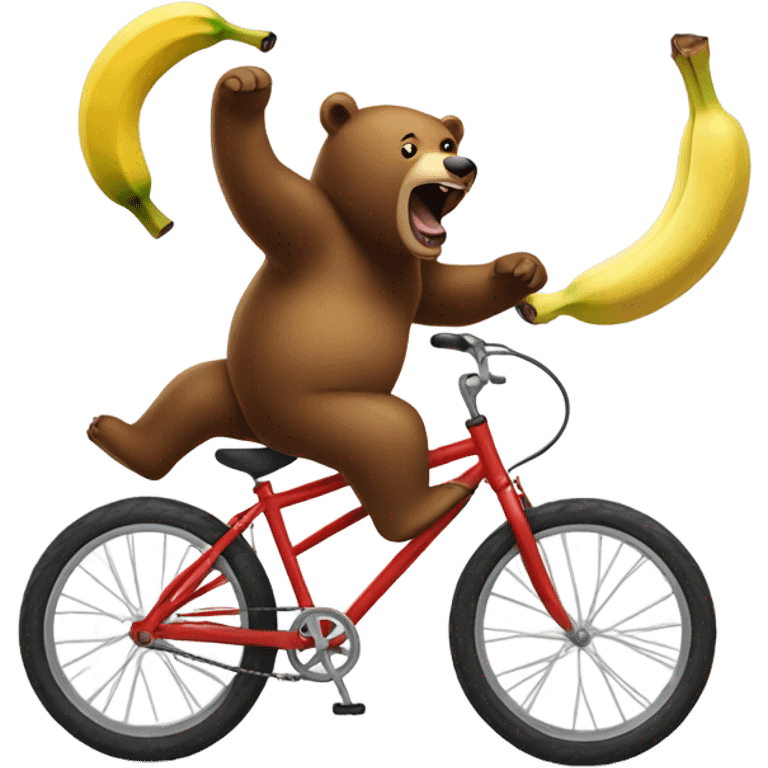 A bear on a bike falling Because of a banana emoji