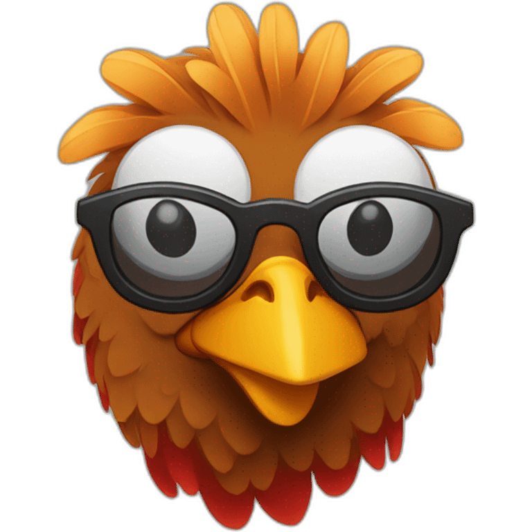 Un pollo a la brasa con lentes  emoji