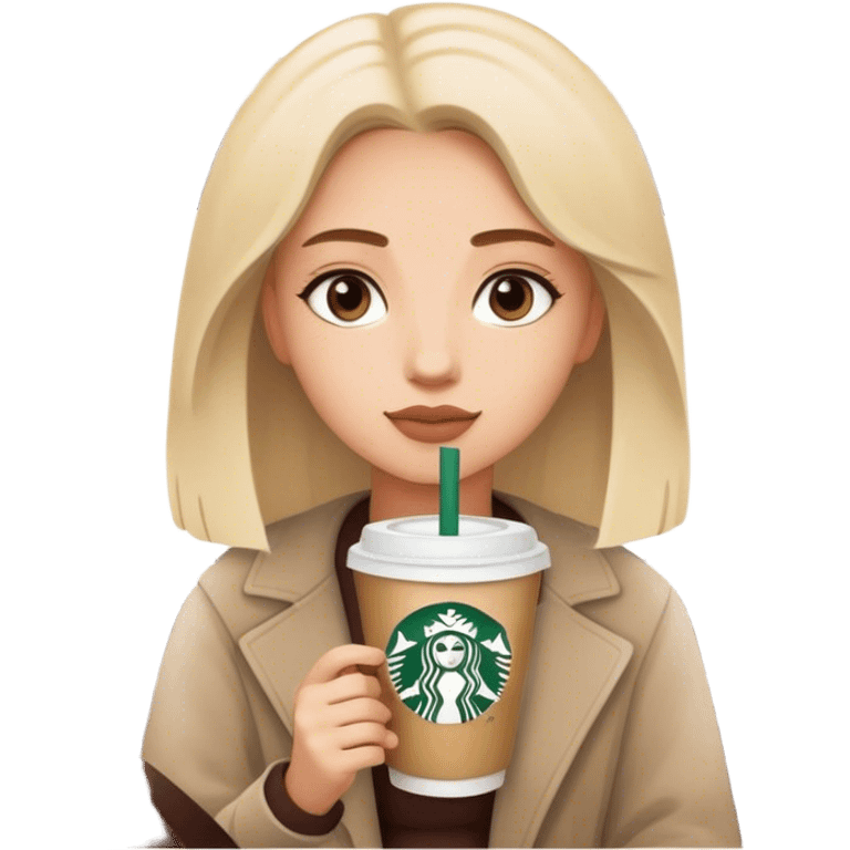 Girl in car with Starbucks emoji