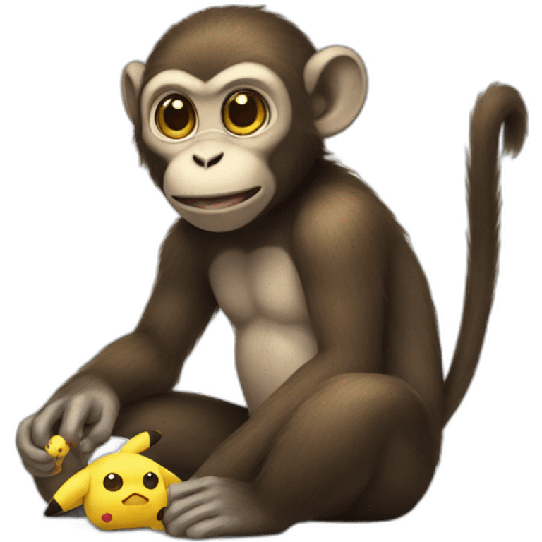 Monkey eating pikachu emoji