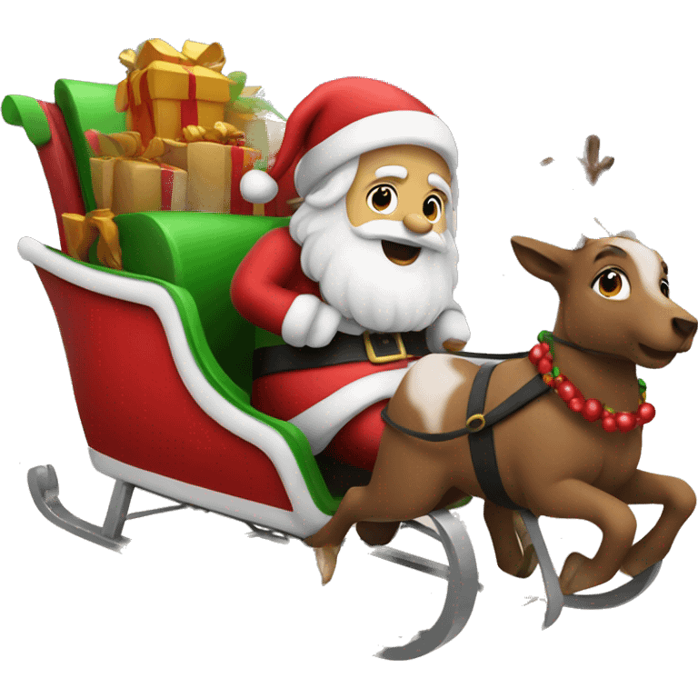 Santa on sleigh ride emoji