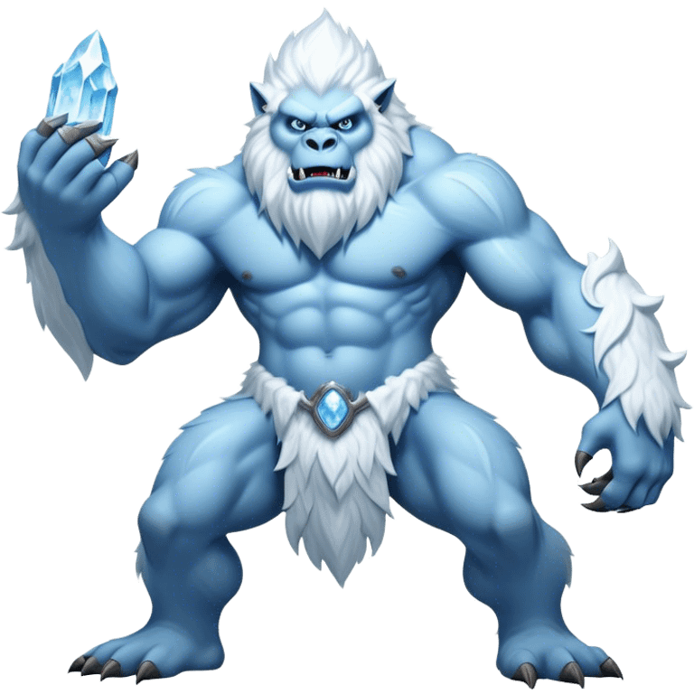 Cinematic Realistic WoW Yeti Portrait, captured in a dynamic, battle-ready stance, muscles rippling beneath dense fur of icy white and pale blue. His piercing ice-blue eyes blaze with raw power as frost clings to his form, rendered with dramatic natural lighting and high shine, exuding fierce, untamed strength in the midst of a wintry combat pose. emoji