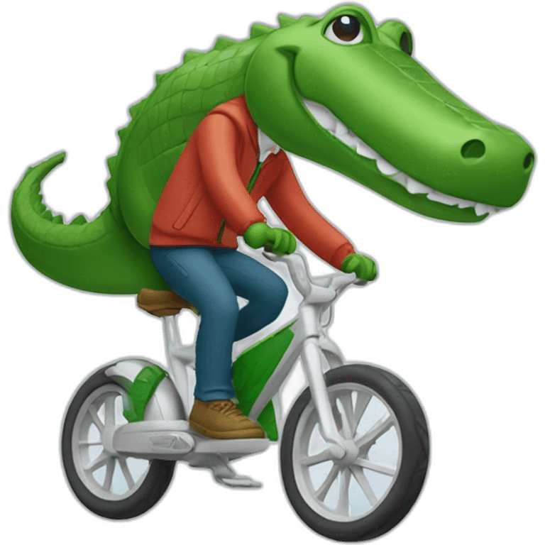 Guy using lacoste riding in crocodile emoji