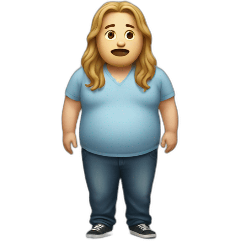 obese man long hair emoji