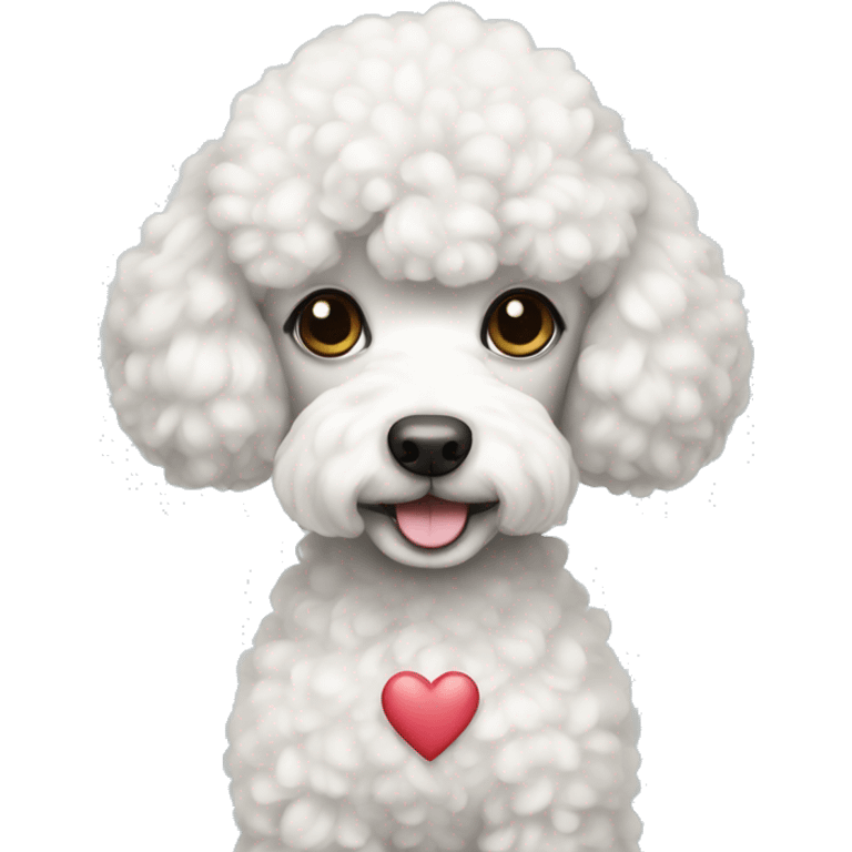 Poodle with white heart emoji