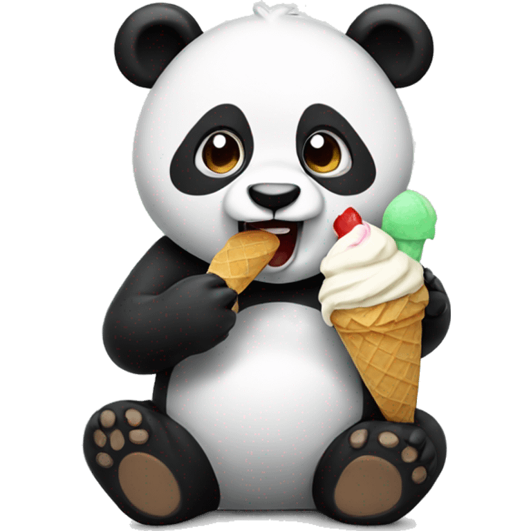 Panda eating ice cream emoji