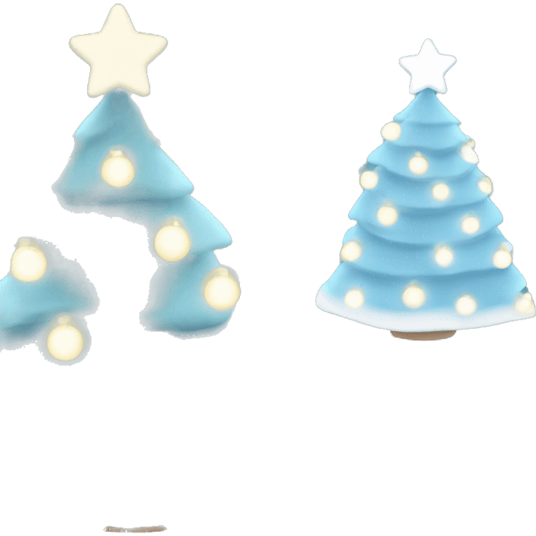 cute light blue Christmas tree with white lights emoji