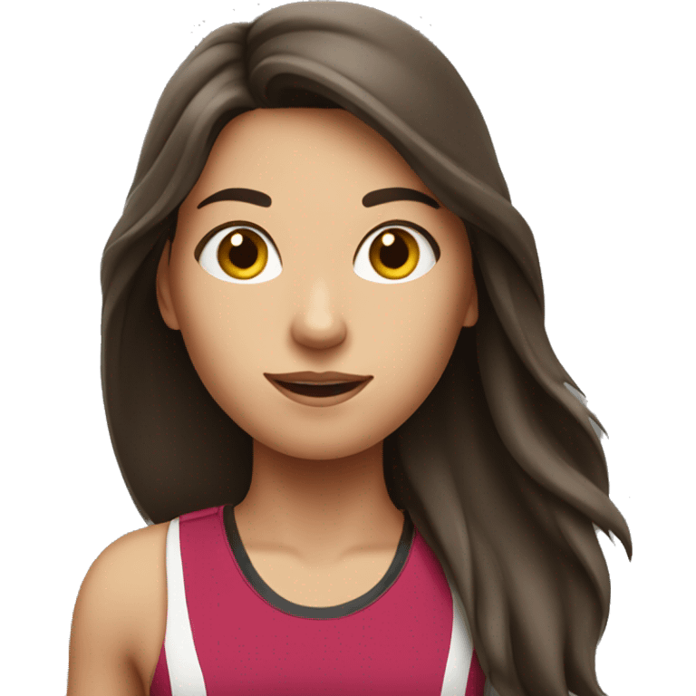 Brunette girl with long hair running marathon  emoji