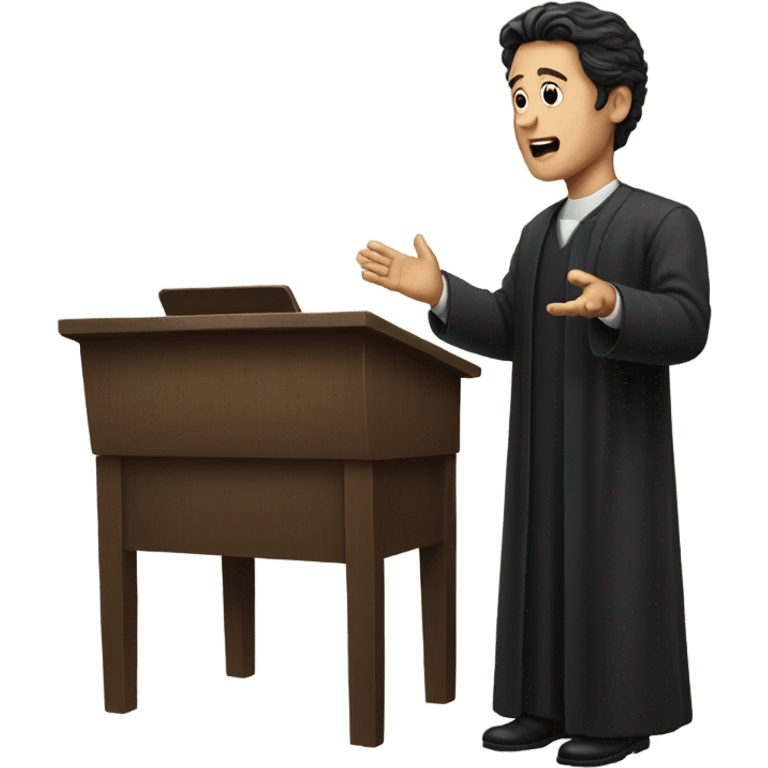 A man with dark hair preaching behind a pulpit emoji