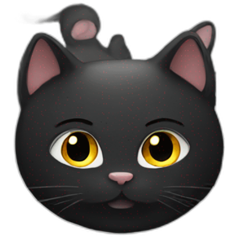 Black cat with White mouse emoji