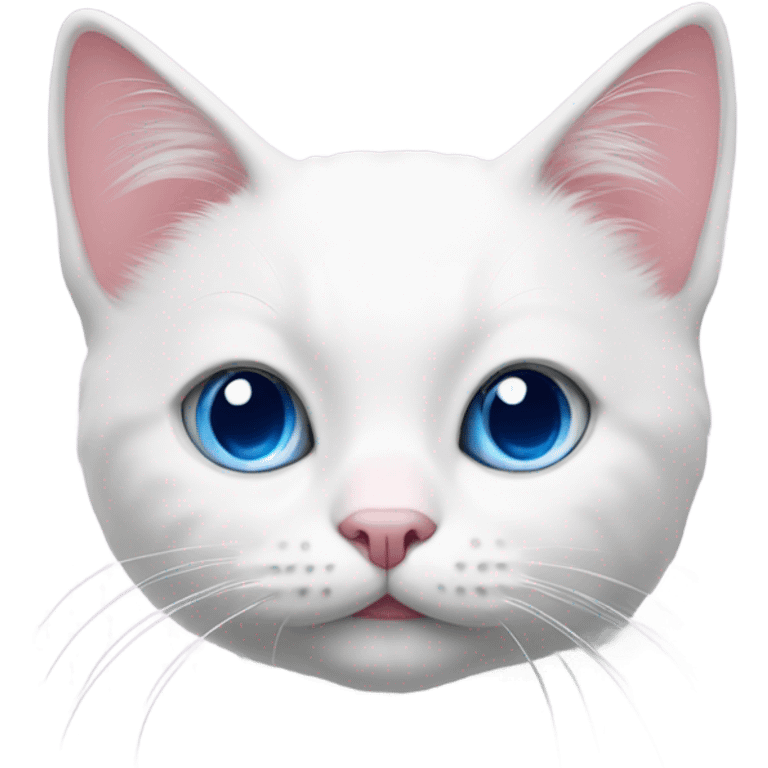 Small white cat with pink nose and big blue eyes emoji