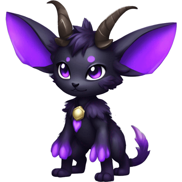 Anthro-Edgy-Black-Purple-Contrast-Colors-Fantasy-Fur-Sona-Chibi-Shiny-Fakémon-Hybrid with horns full body emoji